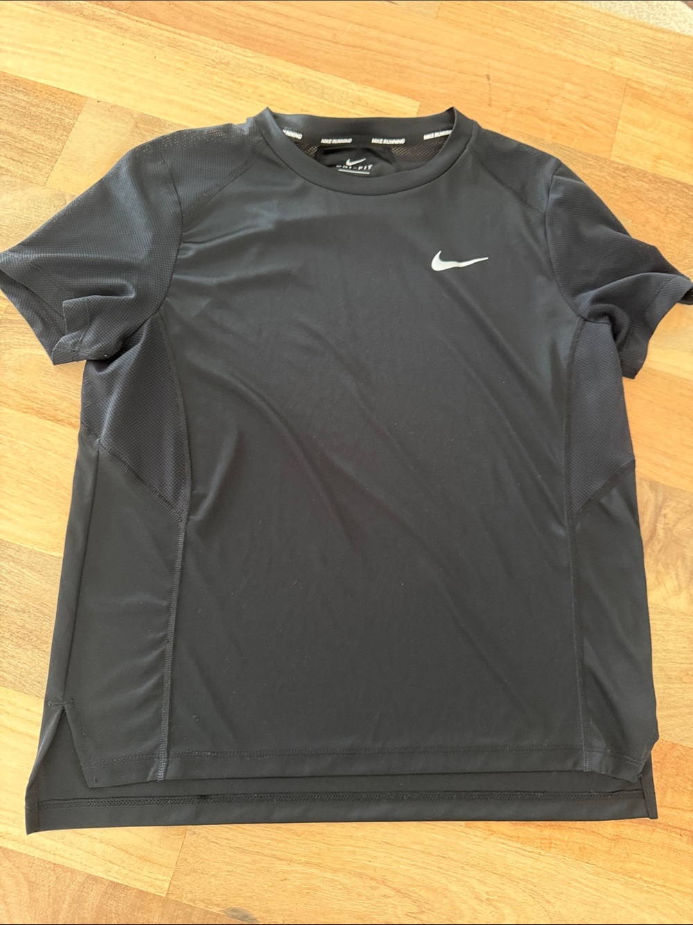 Nike Black Short Sleeve Performance Tee with White Swoosh